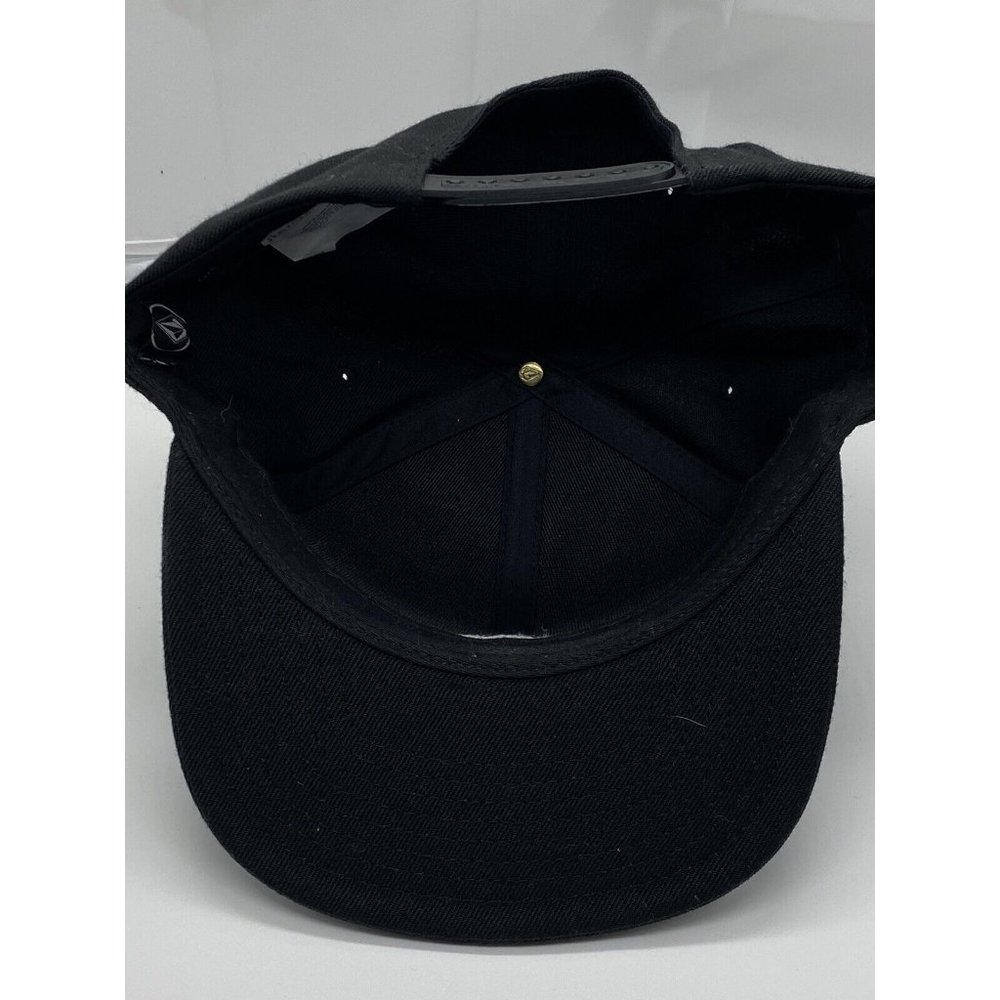 Volcom Black Flat Bill Adjustable Baseball Cap Hat Snap-back OSFM - Picture 5 of 7